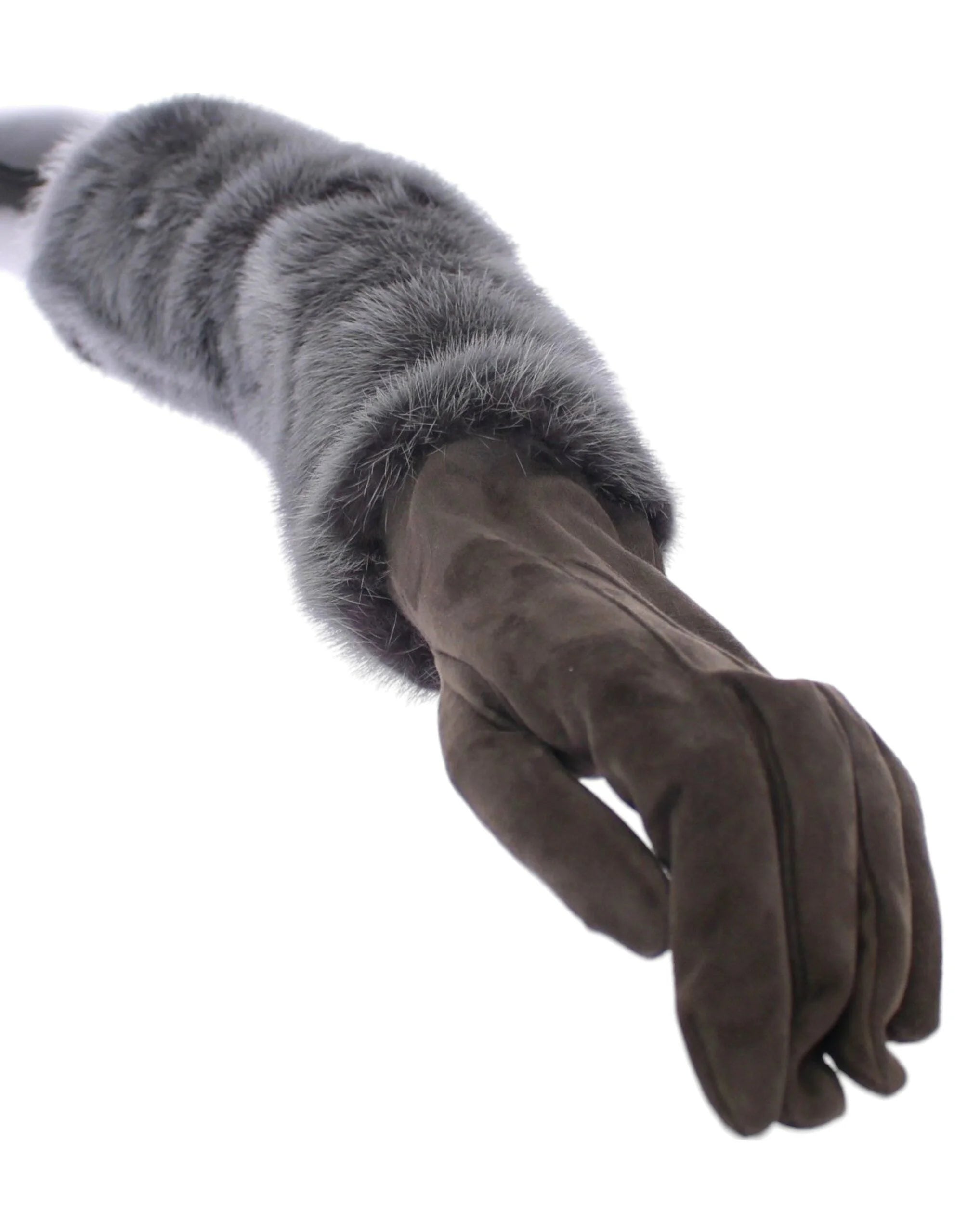 Dolce & Gabbana Gray Mink Fur Lambskin Suede Leather Gloves - 7.5 | M