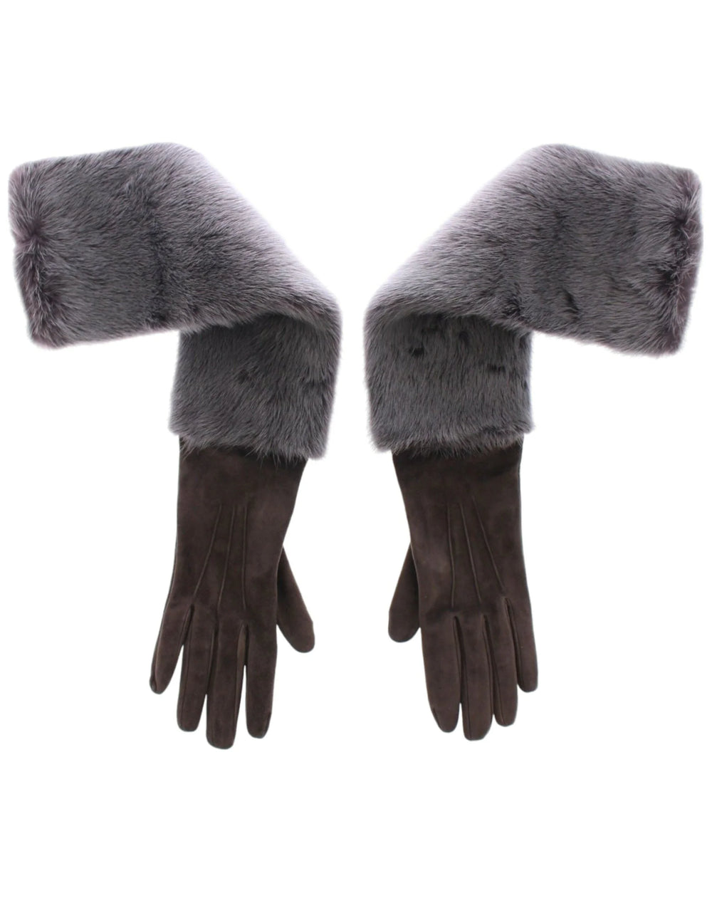 Dolce & Gabbana Gray Mink Fur Lambskin Suede Leather Gloves - 7.5 | M