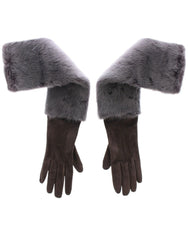 Dolce & Gabbana Gray Mink Fur Lambskin Suede Leather Gloves - 7.5 | M