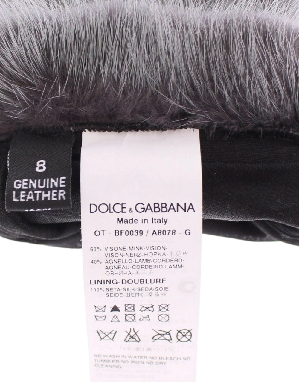 Dolce & Gabbana Gray Mink Fur Lambskin Suede Leather Gloves - 7.5 | M