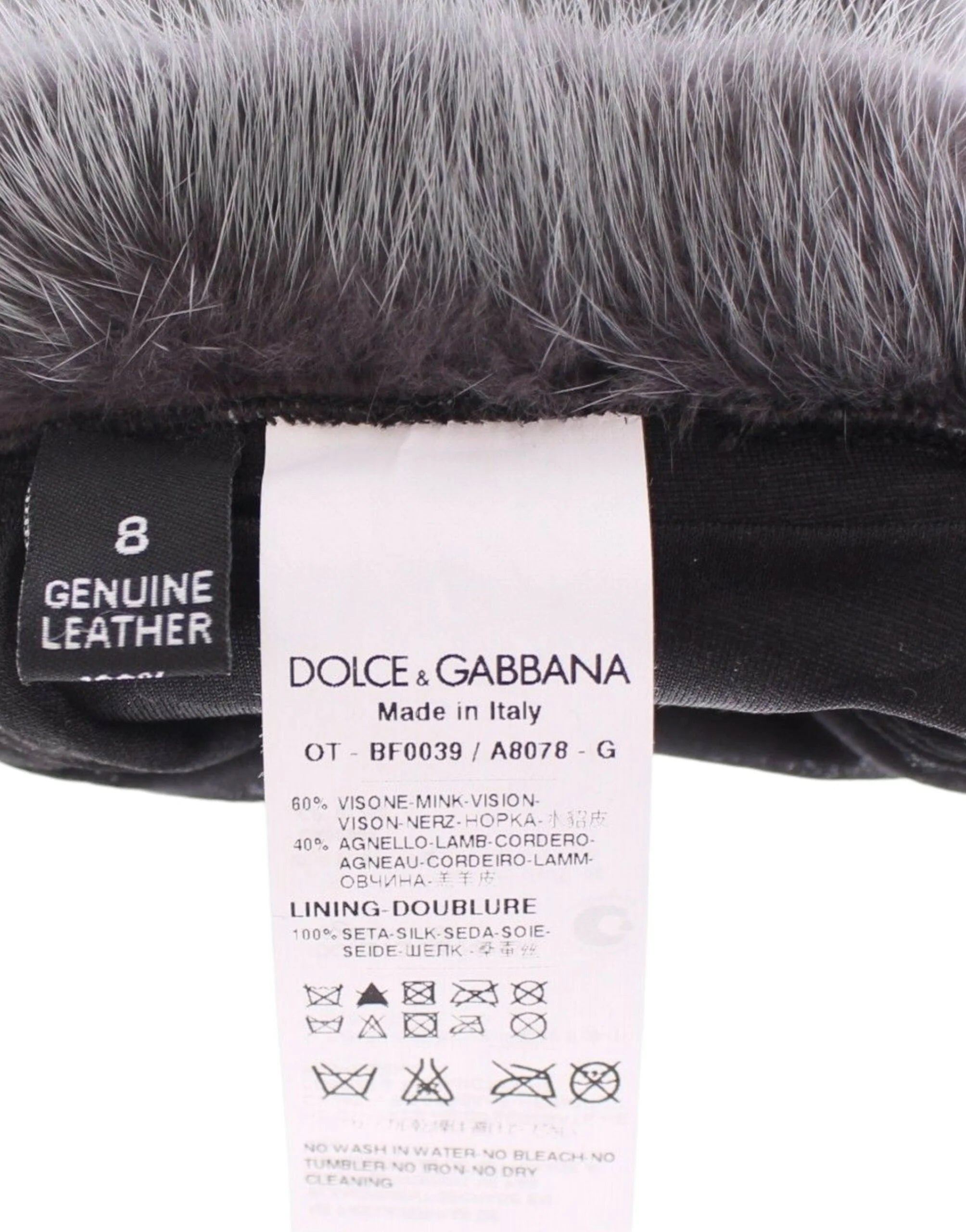 Dolce & Gabbana Gray Mink Fur Lambskin Suede Leather Gloves - Gloves & Mittens