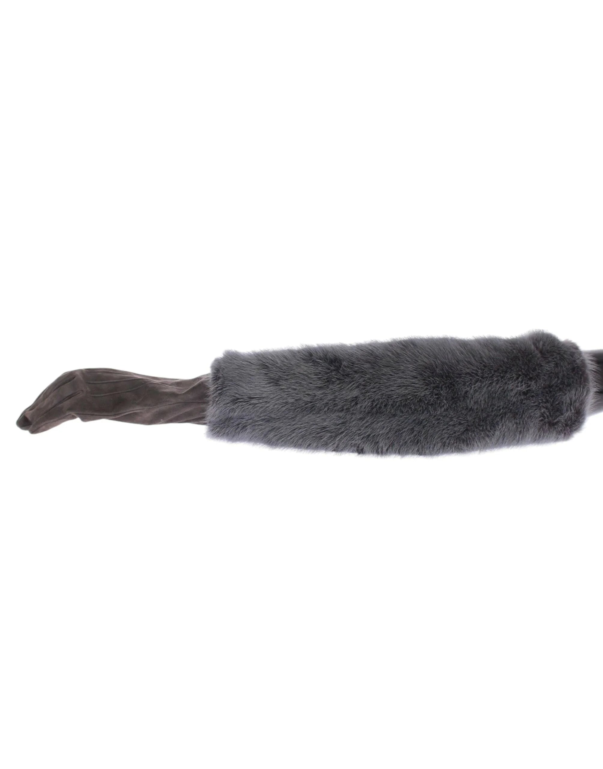 Dolce & Gabbana Gray Mink Fur Lambskin Suede Leather Gloves - Gloves & Mittens