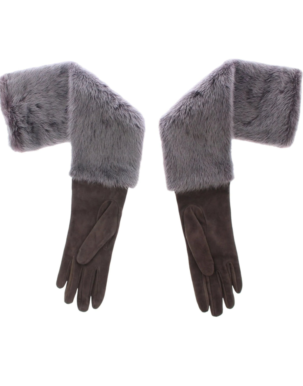 Dolce & Gabbana Gray Mink Fur Lambskin Suede Leather Gloves - Gloves & Mittens
