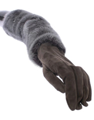 Dolce & Gabbana Gray Mink Fur Lambskin Suede Leather Gloves - Gloves & Mittens