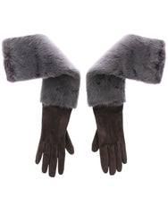 Dolce & Gabbana Gray Mink Fur Lambskin Suede Leather Gloves - Gloves & Mittens