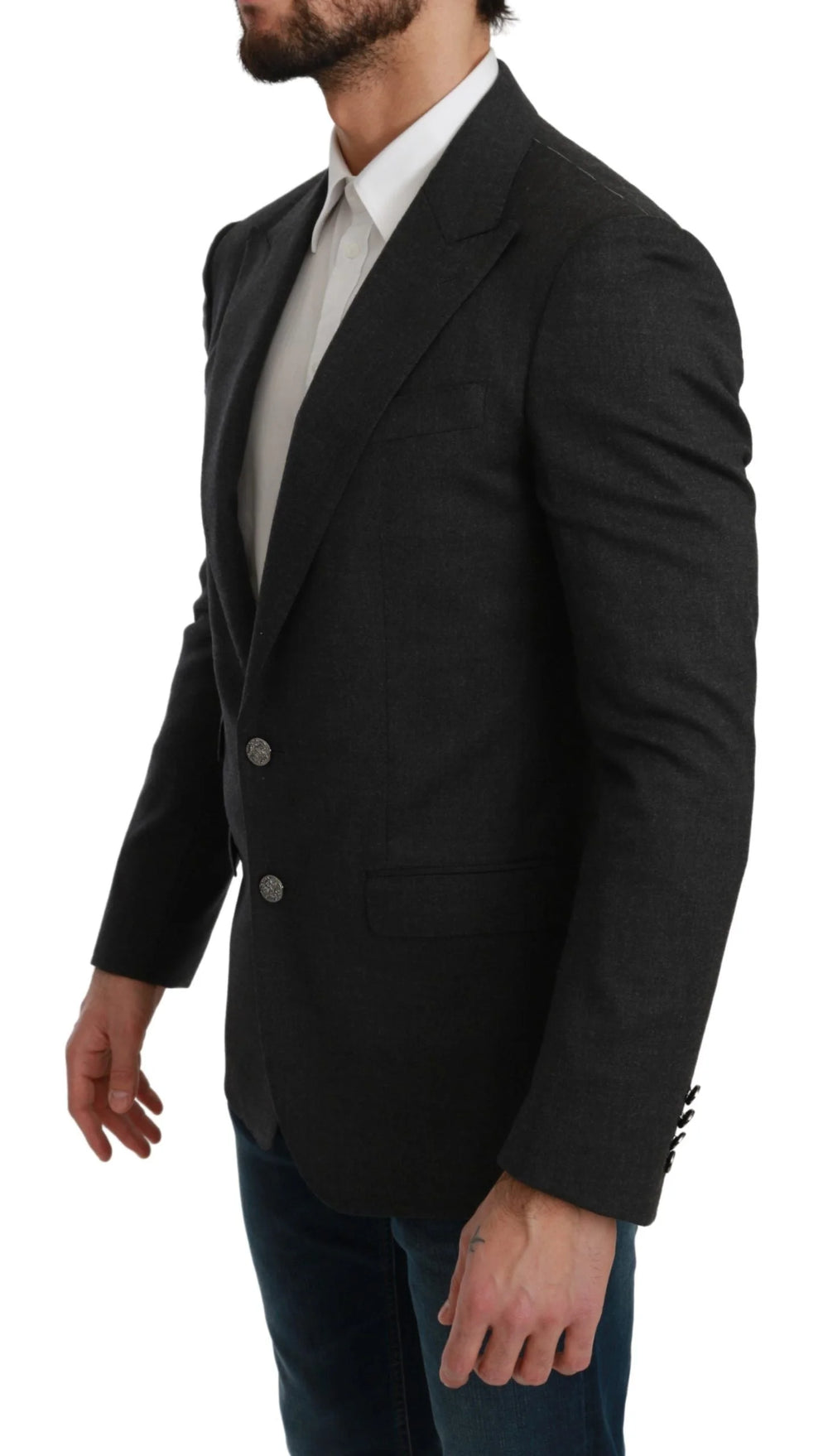 Dolce & Gabbana Gray NAPOLI Slim Fit Jacket Wool Blazer - IT46 | S - Sport Jackets