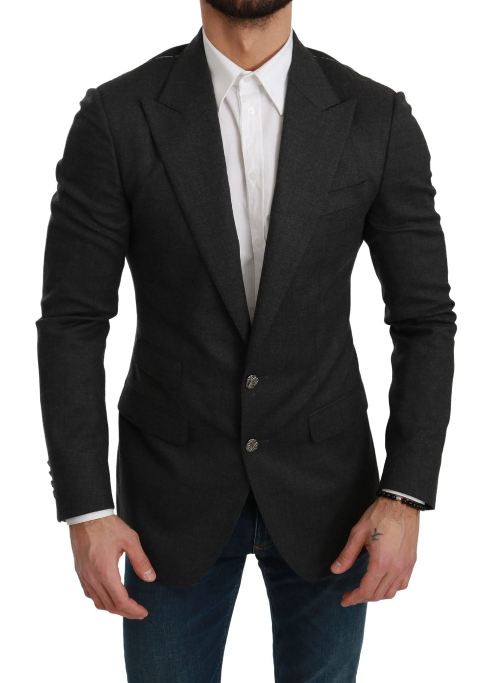 Dolce & Gabbana Gray NAPOLI Slim Fit Jacket Wool Blazer - IT46 | S - Sport Jackets