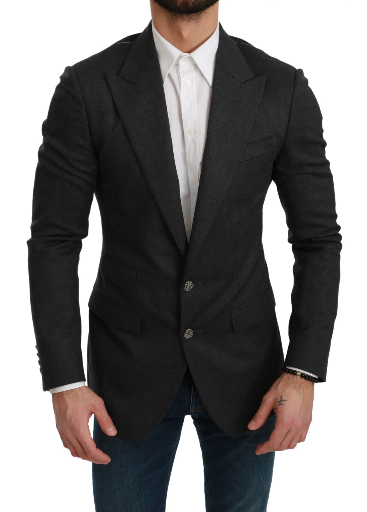 Dolce & Gabbana Gray NAPOLI Slim Fit Jacket Wool Blazer - IT46 | S - Sport Jackets
