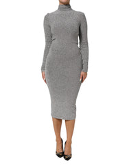 Dolce & Gabbana Gray Nylon Bodycon Sheath Long Sleeves Dress - IT40|S - Dresses