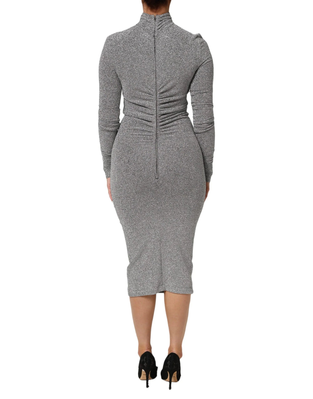 Dolce & Gabbana Gray Nylon Bodycon Sheath Long Sleeves Dress - IT40|S - Dresses
