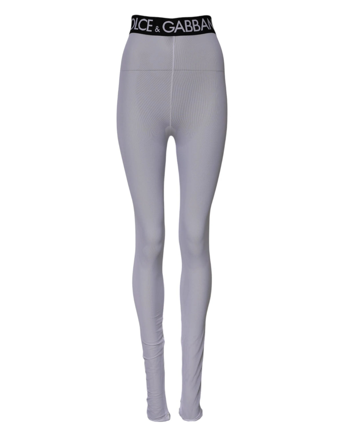 Dolce & Gabbana Gray Nylon DG Logo Mid Waisted Leggings Pants - IT40|S - Leggings