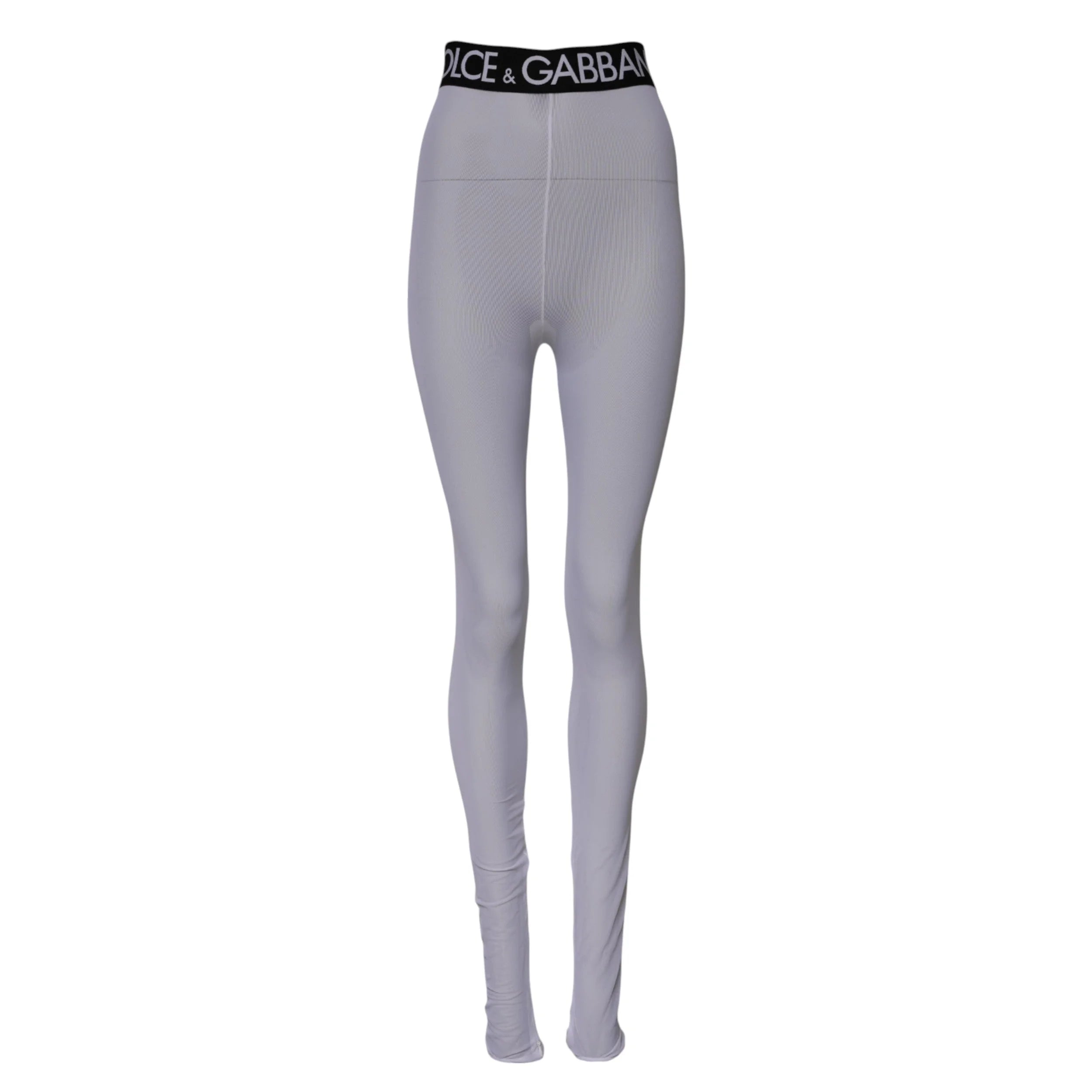 Dolce & Gabbana Gray Nylon DG Logo Mid Waisted Leggings Pants - IT40|S - Leggings