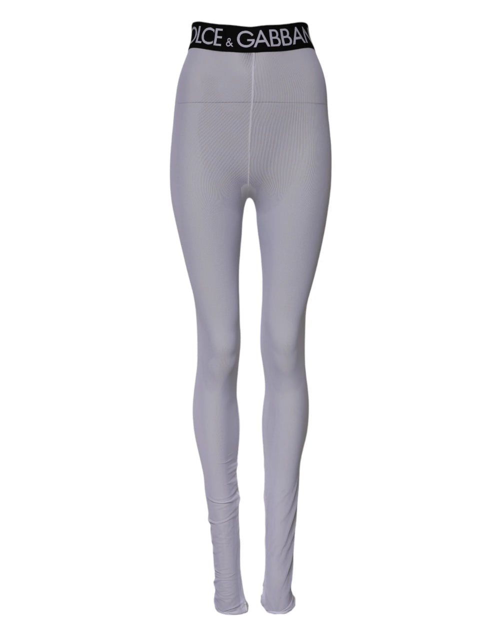 Dolce & Gabbana Gray Nylon DG Logo Mid Waisted Leggings Pants - IT40|S - Leggings