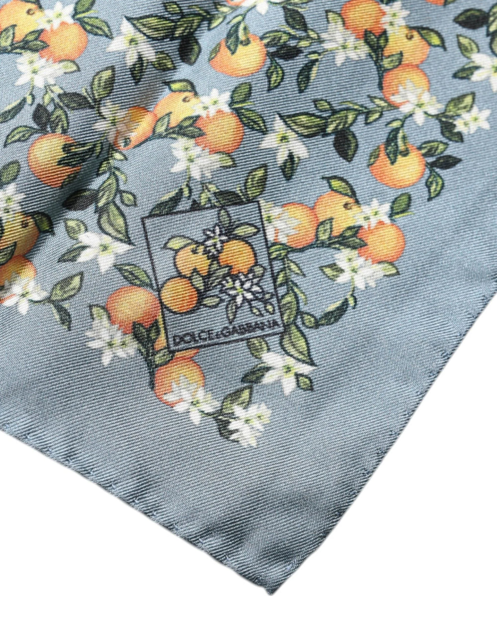 Dolce & Gabbana Gray Oranges Silk Square Handkerchief Scarf - Scarves & Shawls
