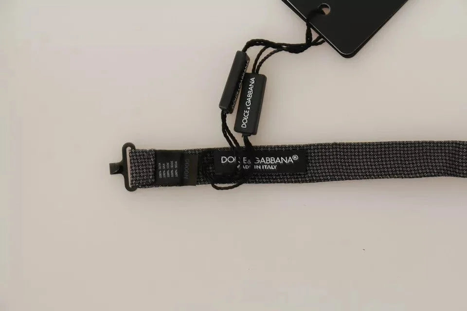 Dolce & Gabbana Gray Pattern Silk Adjustable Neck Bow Tie - Neckties