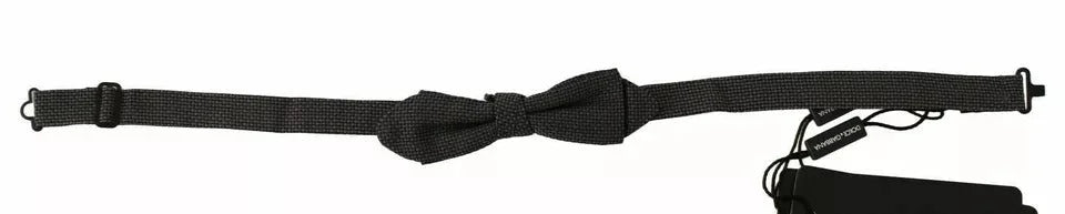Dolce & Gabbana Gray Pattern Silk Adjustable Neck Bow Tie - Neckties