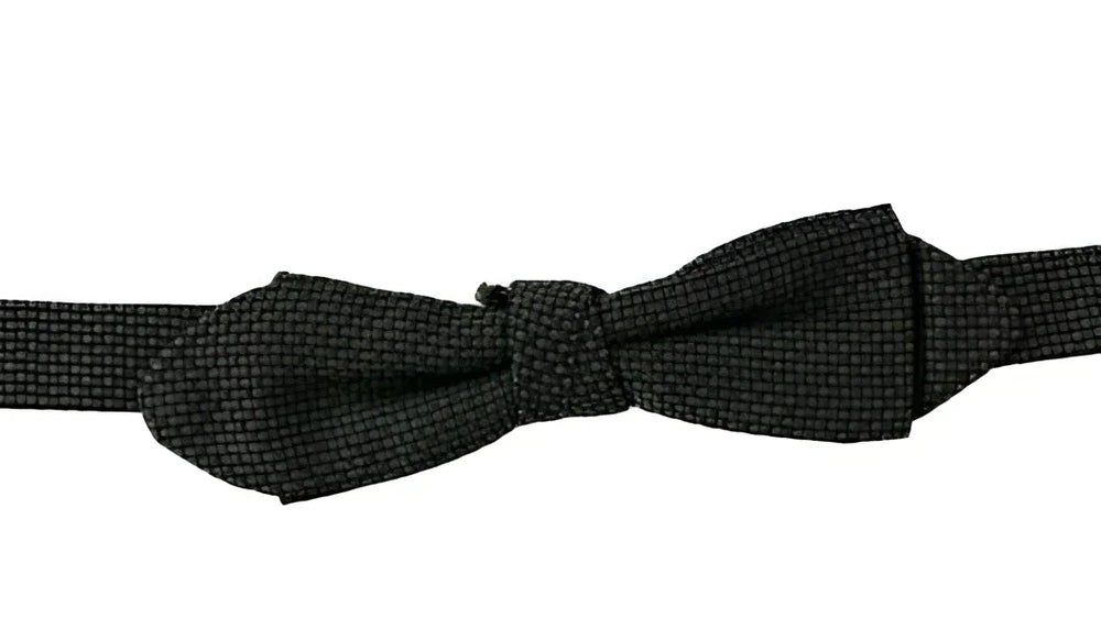 Dolce & Gabbana Gray Pattern Silk Adjustable Neck Bow Tie - Neckties