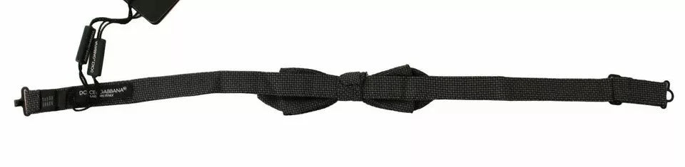 Dolce & Gabbana Gray Pattern Silk Adjustable Neck Bow Tie - Neckties