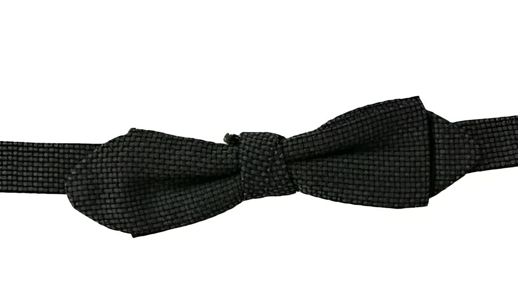 Dolce & Gabbana Gray Pattern Silk Adjustable Neck Bow Tie - Neckties