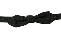 Dolce & Gabbana Gray Pattern Silk Adjustable Neck Bow Tie - Neckties
