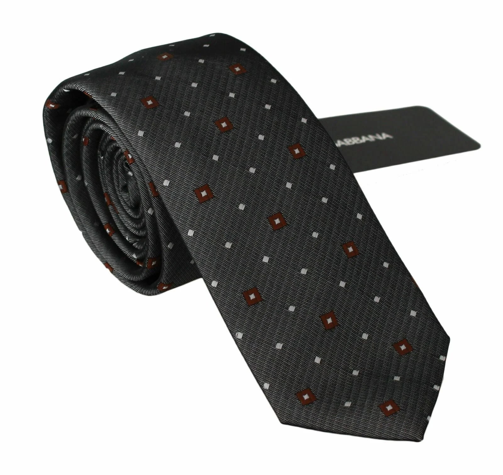 Dolce & Gabbana Gray Patterned Classic Mens Slim Necktie - Neckties