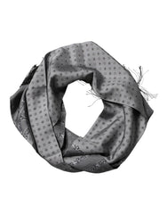 Dolce & Gabbana Gray Patterned Fringes Neck Foulard Scarf