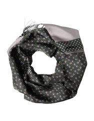 Dolce & Gabbana Gray Patterned Fringes Neck Foulard Scarf