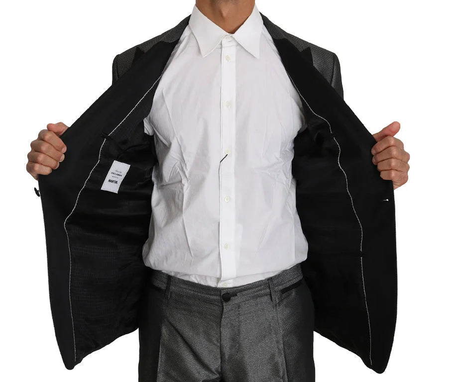 Dolce & Gabbana Gray Patterned MARTINI 2 Piece Suit - IT54 | XXL - Pant Suits