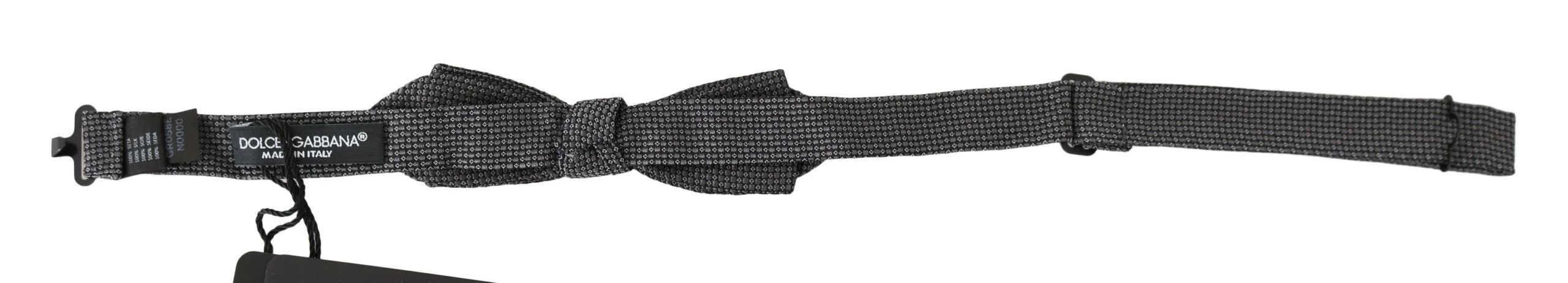 Dolce & Gabbana Gray Patterned Silk Adjustable Neck Bow Tie Papillon - Neckties