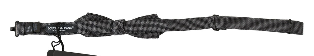 Dolce & Gabbana Gray Patterned Silk Adjustable Neck Bow Tie Papillon - Neckties