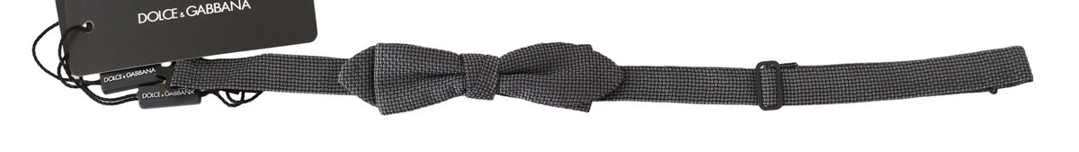 Dolce & Gabbana Gray Patterned Silk Adjustable Neck Bow Tie Papillon - Neckties