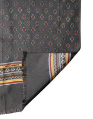 Dolce & Gabbana Gray Patterned Silk Neck Foulard 138cm x 22cm Men Scarf