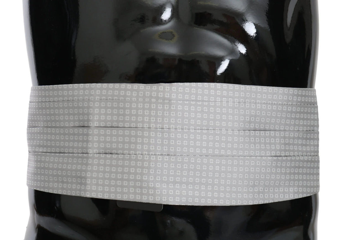 Dolce & Gabbana Gray Patterned Waist Belt Silk Cummerbund - Traditional Clothing Accessories