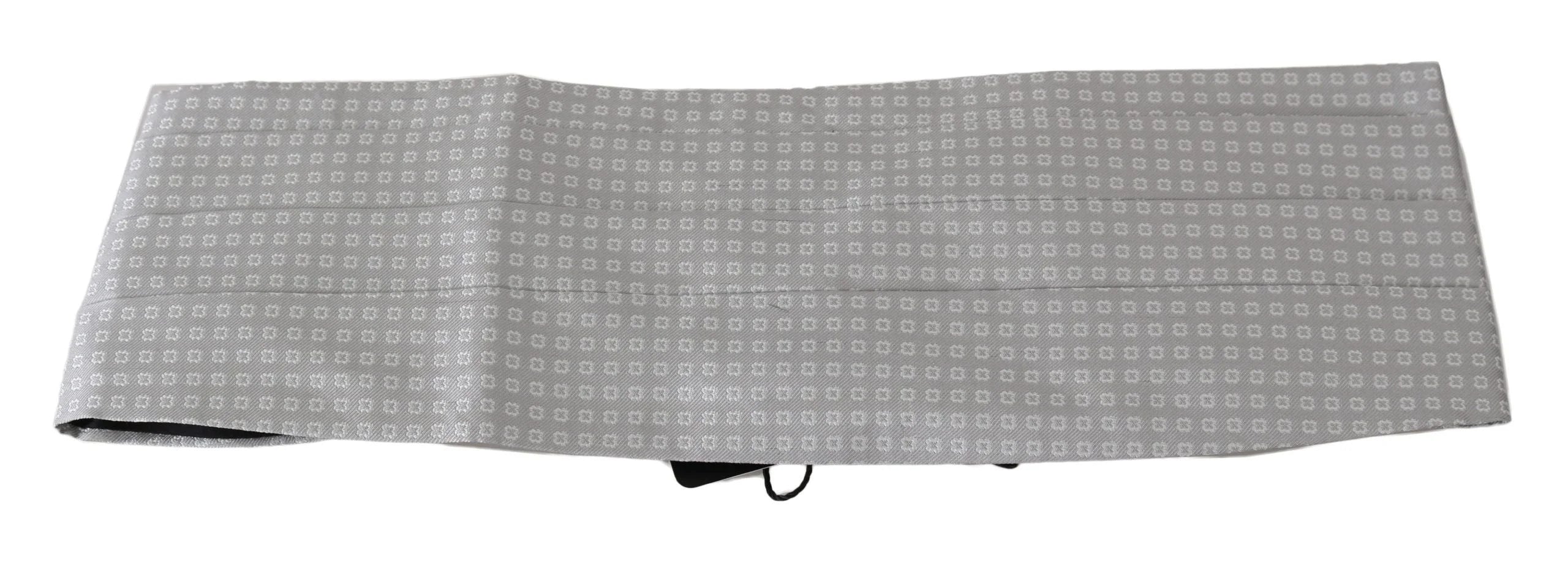 Dolce & Gabbana Gray Patterned Waist Belt Silk Cummerbund - Traditional Clothing Accessories