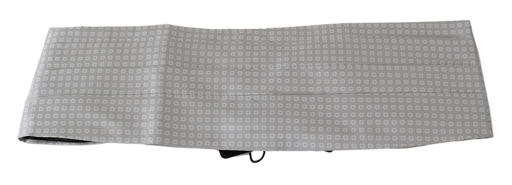 Dolce & Gabbana Gray Patterned Waist Belt Silk Cummerbund - Traditional Clothing Accessories