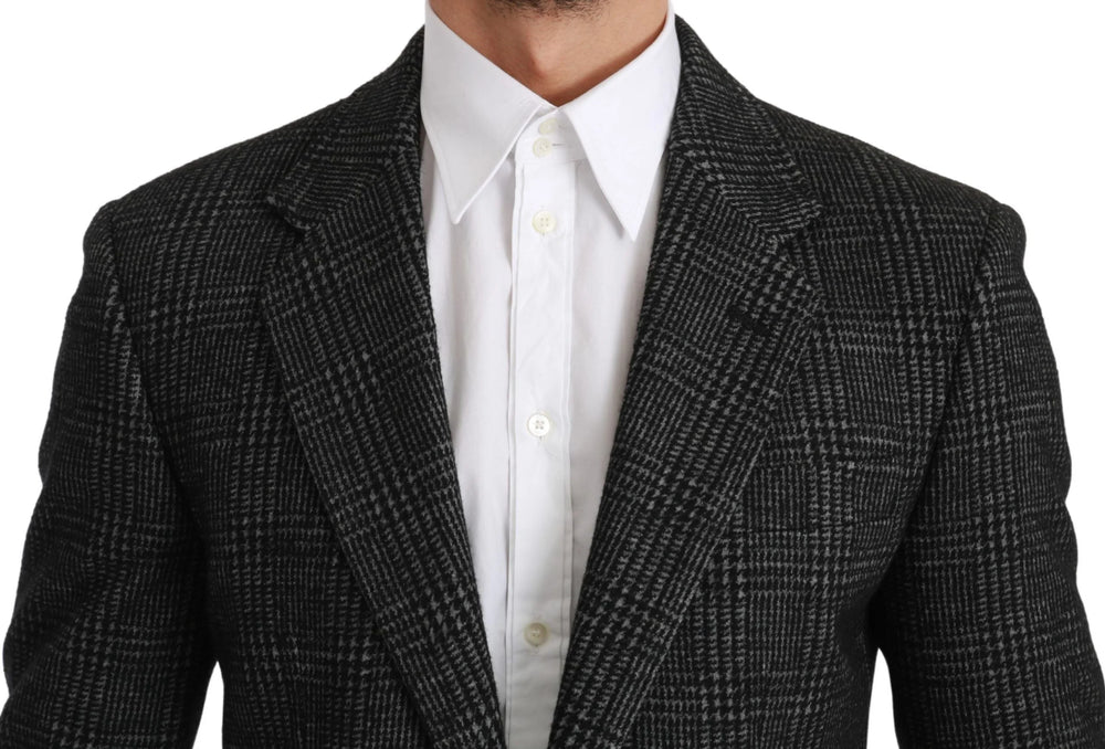 Dolce & Gabbana Gray Plaid Check Slim Fit Jacket Blazer - IT46 | S - Sport Jackets