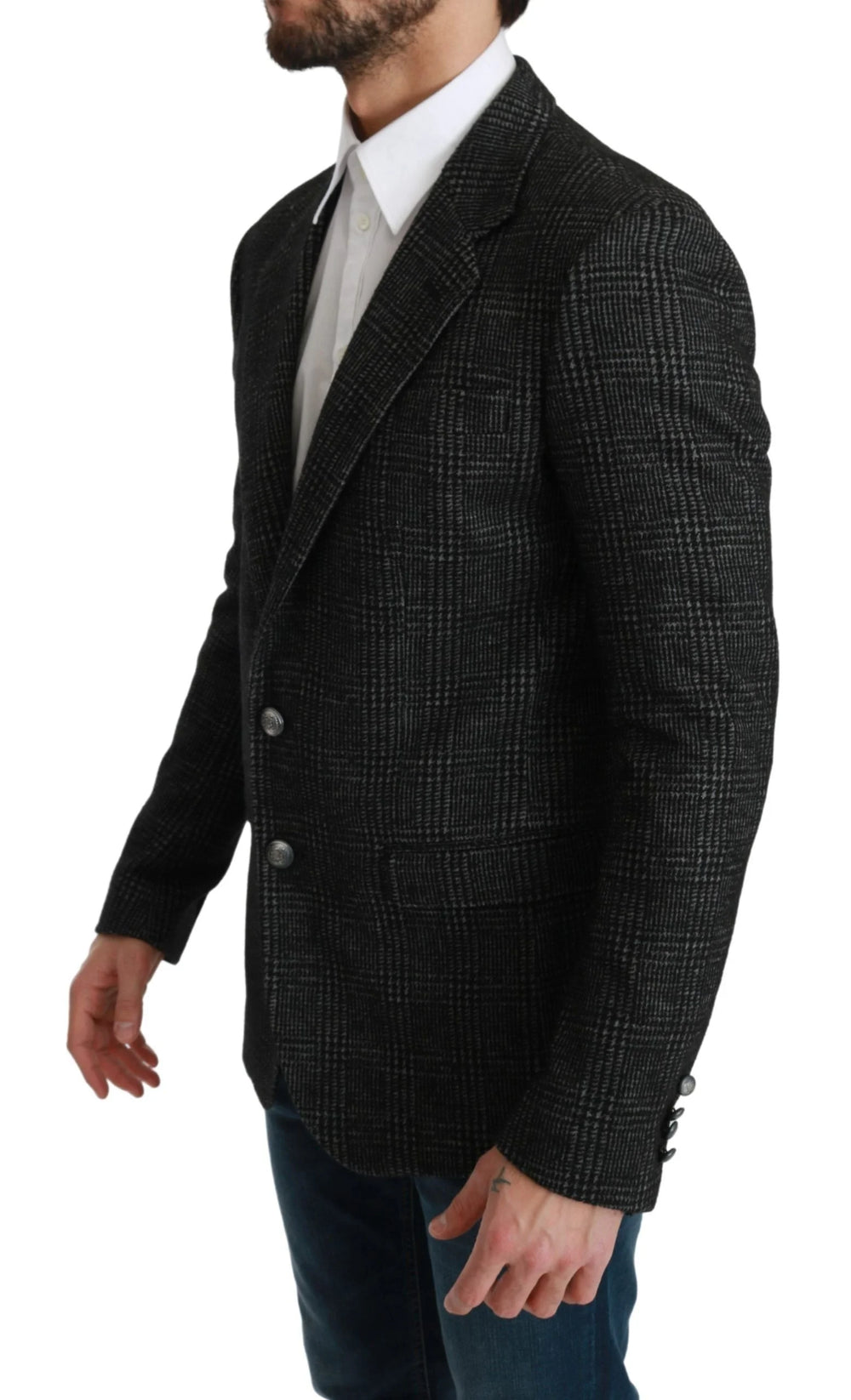 Dolce & Gabbana Gray Plaid Check Slim Fit Jacket Blazer - IT46 | S - Sport Jackets