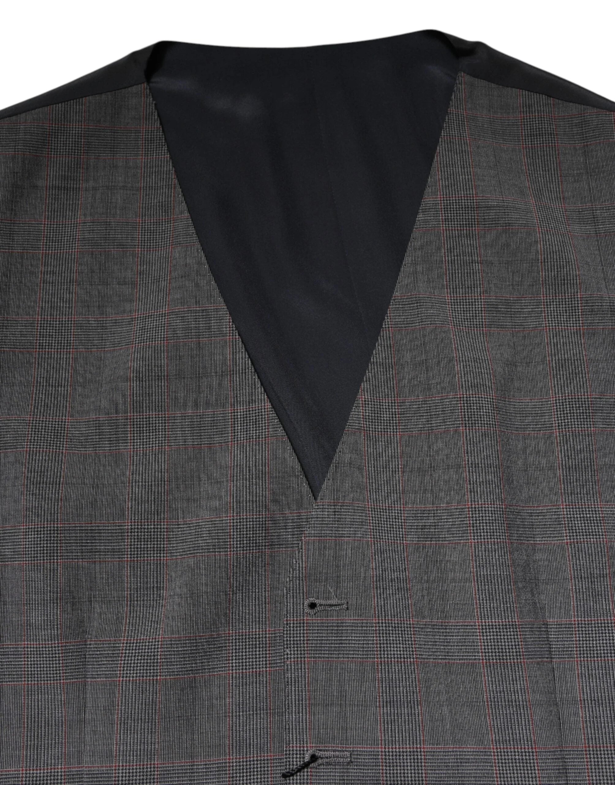 Dolce & Gabbana Gray Plaid Wool Formal Dress Waistcoat Vest - Vests