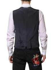 Dolce & Gabbana Gray Plaid Wool Formal Dress Waistcoat Vest - Vests