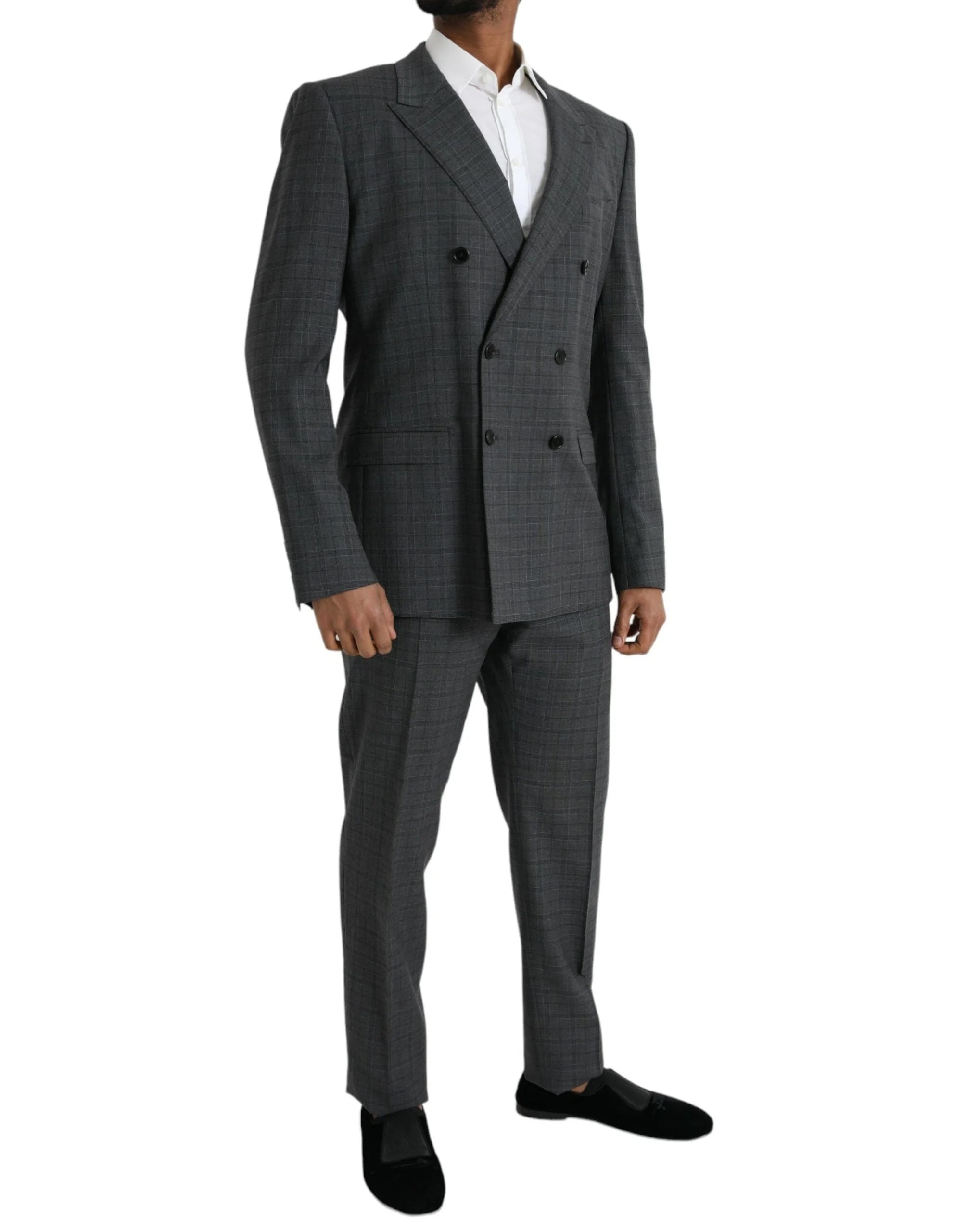 Dolce & Gabbana Gray Plaid Wool MARTINI Formal 2 Piece Suit - IT54 | XL - Pant Suits