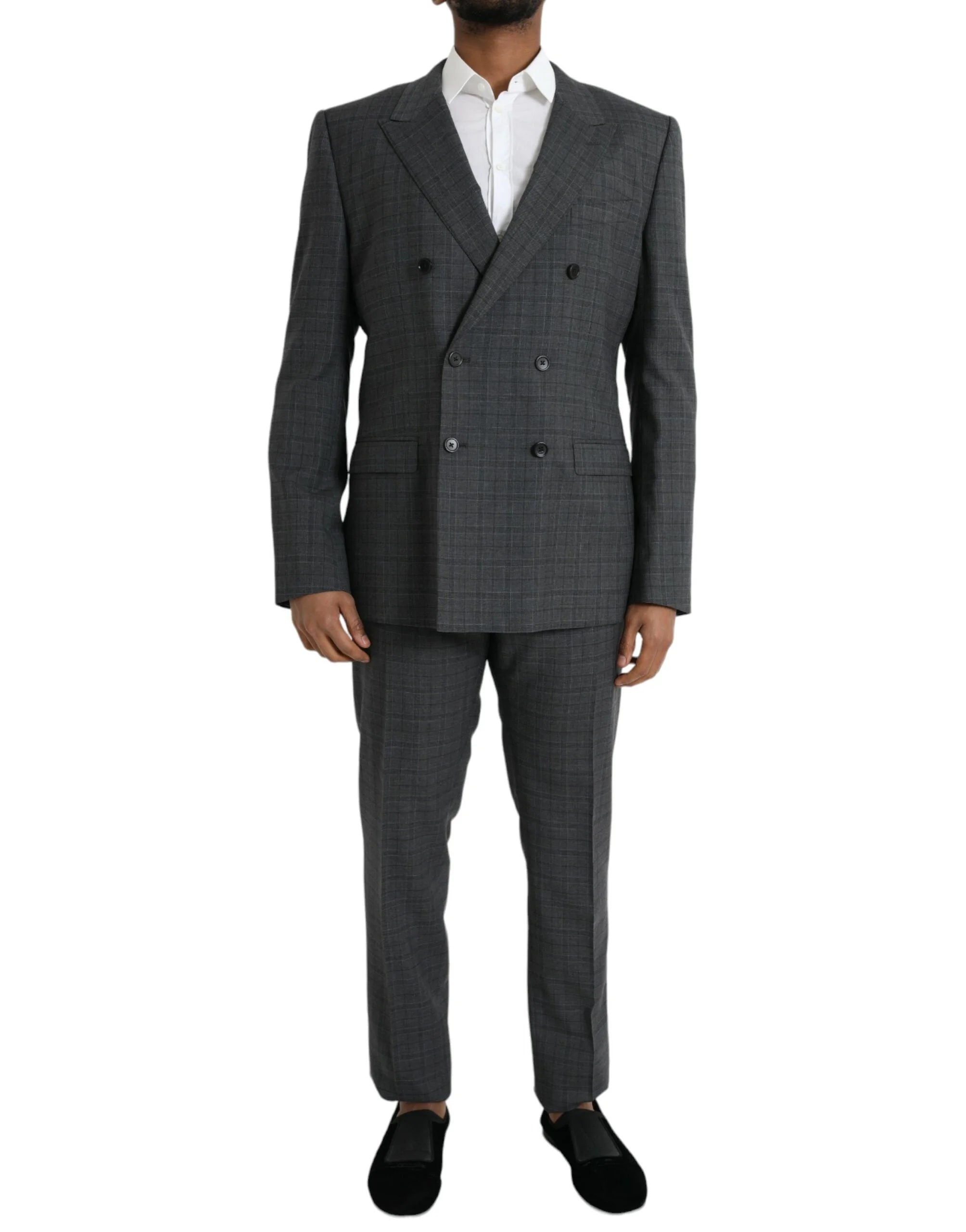 Dolce & Gabbana Gray Plaid Wool MARTINI Formal 2 Piece Suit - IT54 | XL - Pant Suits