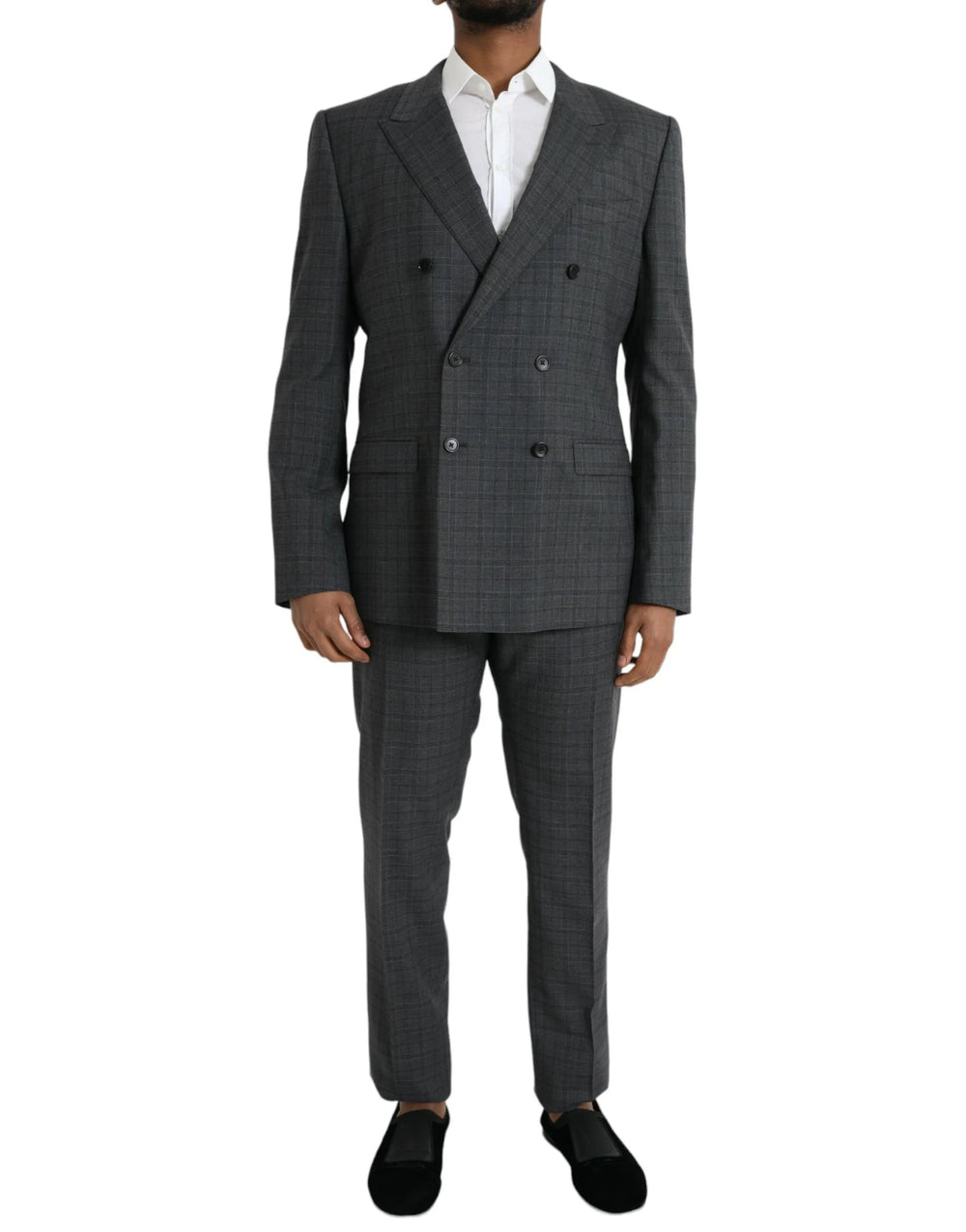 Dolce & Gabbana Gray Plaid Wool MARTINI Formal 2 Piece Suit - IT54 | XL - Pant Suits