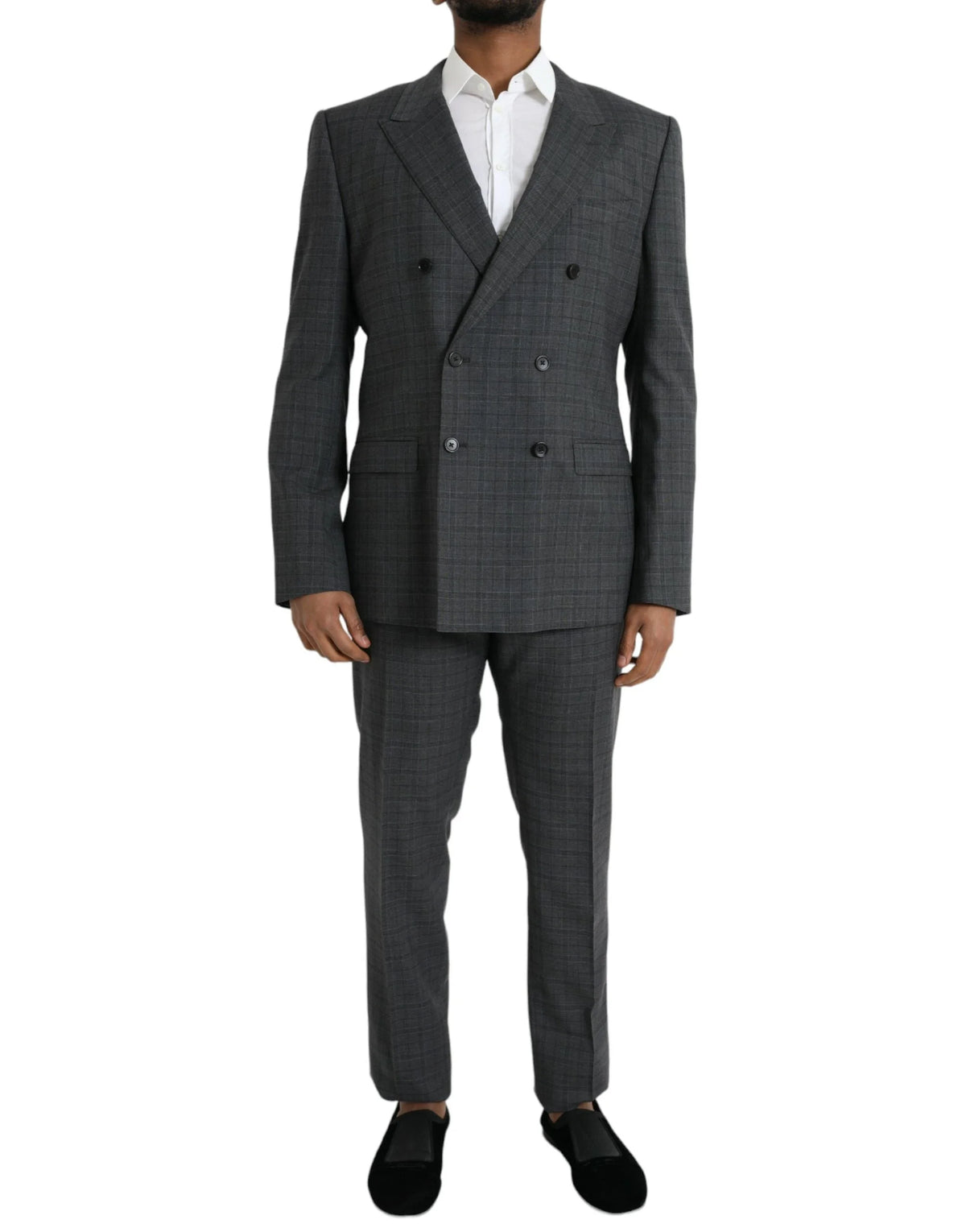 Dolce & Gabbana Gray Plaid Wool MARTINI Formal 2 Piece Suit - IT54 | XL - Pant Suits