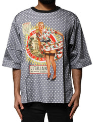 Dolce & Gabbana Gray Polka Dot Pin-Up Print Crew Neck T-shirt - IT48 | M - T-Shirts