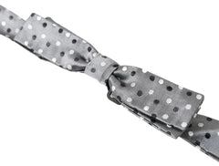 Dolce & Gabbana Gray Polka Dot Silk Adjustable Men Neck Papillon Bow Tie - Neckties