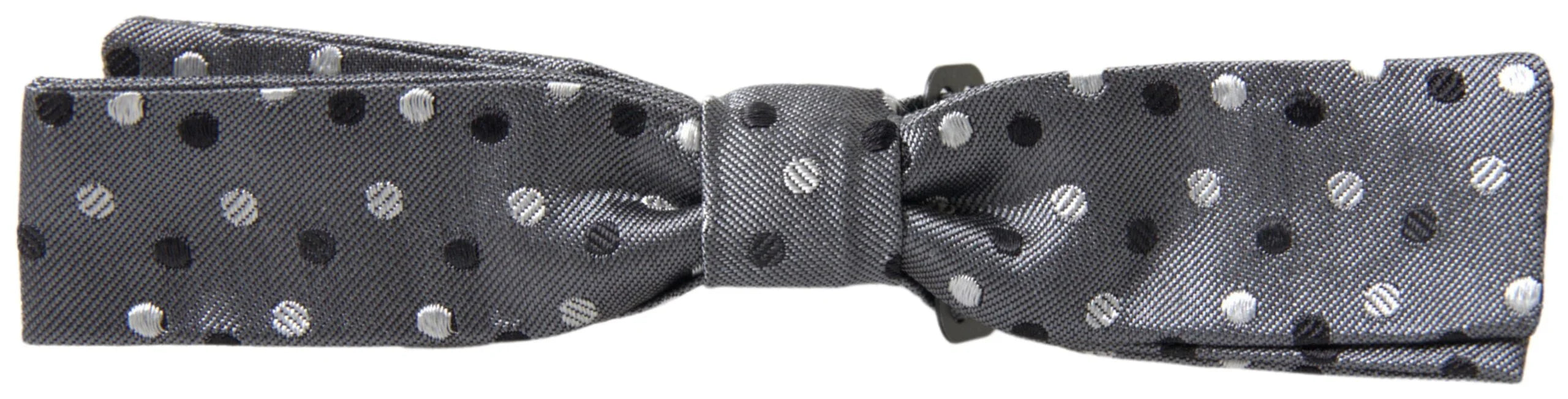 Dolce & Gabbana Gray Polka Dot Silk Adjustable Men Neck Papillon Bow Tie - Neckties