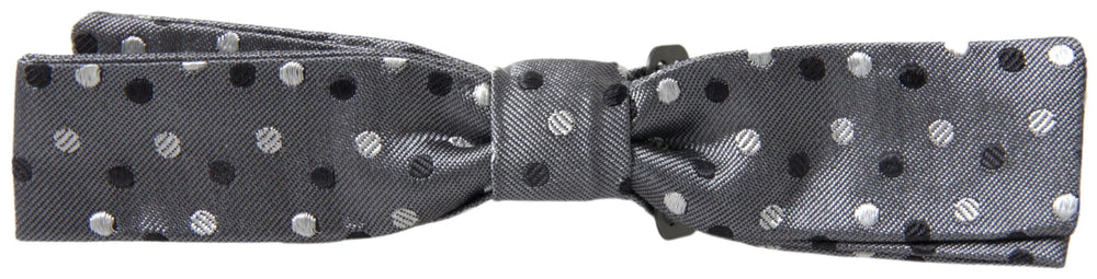 Dolce & Gabbana Gray Polka Dot Silk Adjustable Men Neck Papillon Bow Tie - Neckties