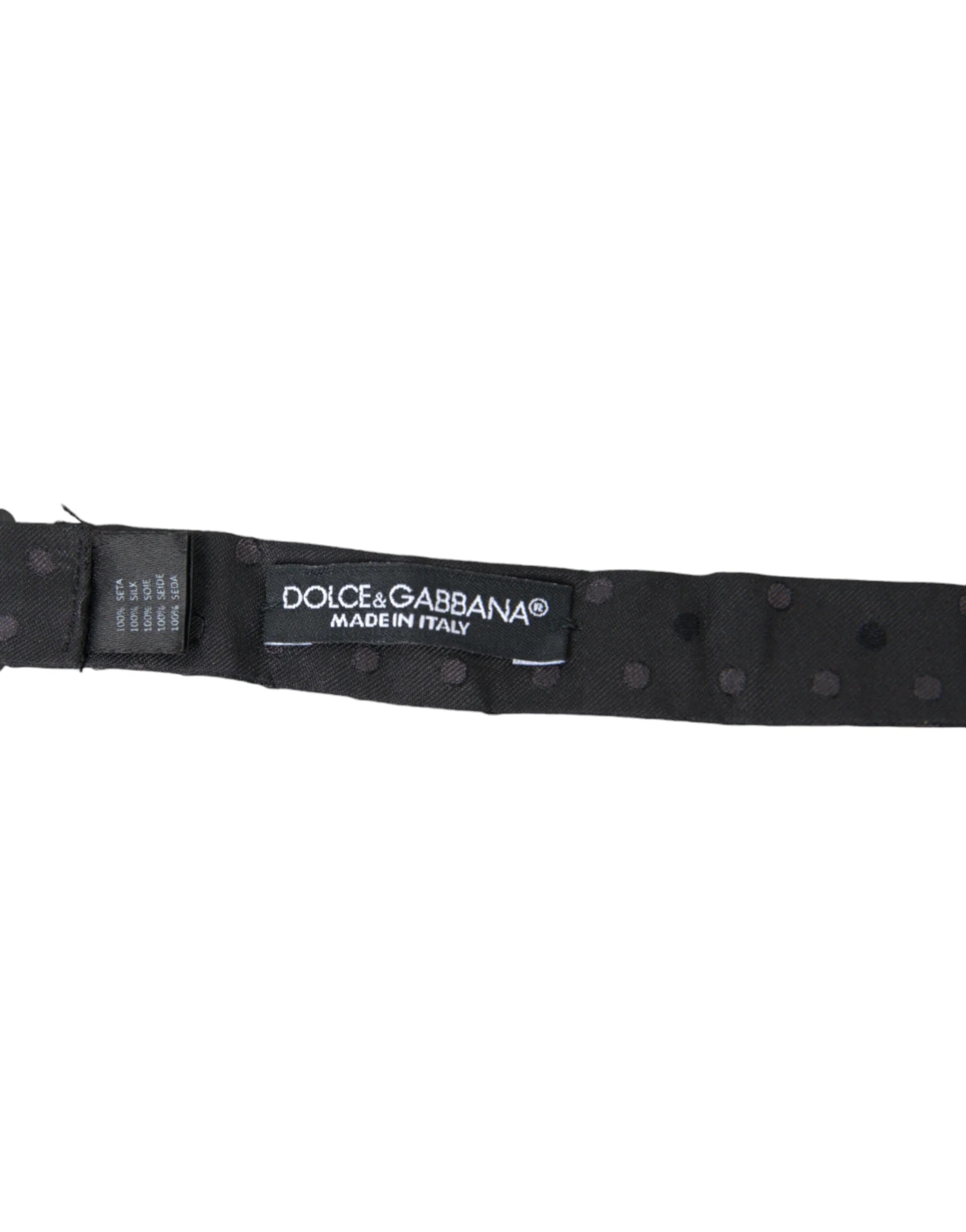 Dolce & Gabbana Gray Polka Dot Silk Adjustable Neck Men Papillon Bow Tie - Neckties