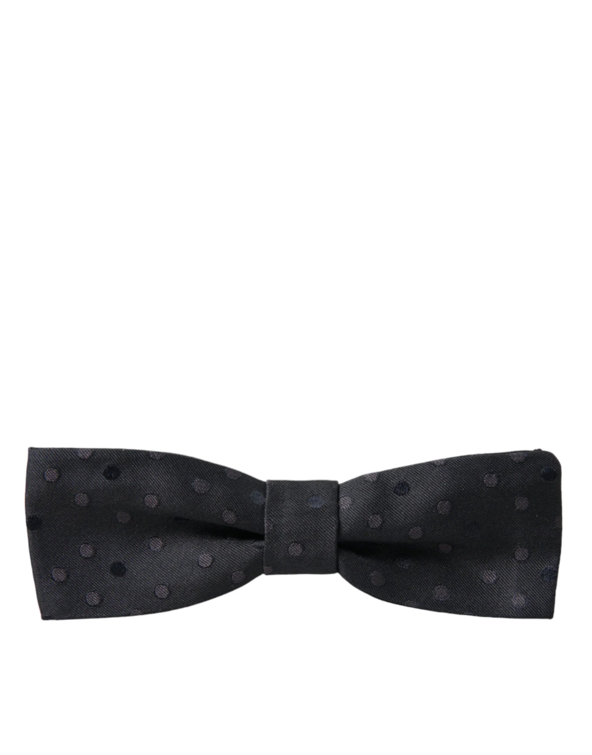 Dolce & Gabbana Gray Polka Dot Silk Adjustable Neck Men Papillon Bow Tie - Neckties