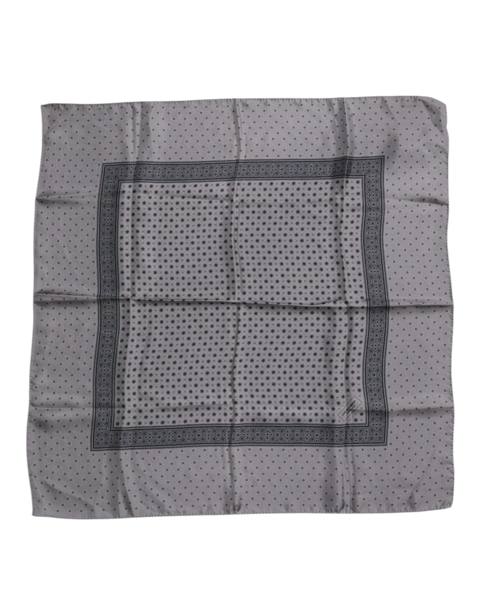 Dolce & Gabbana Gray Polka Dot Silk Square Men Foulard Scarf - Scarves & Shawls